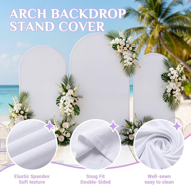 Thumbnail 6 de Toolterritary Set of 3 Metal Arch Backdrop Stands with Cover Set (7.2FT, 6.6FT, 6FT) for Wedding, Party & Graduation