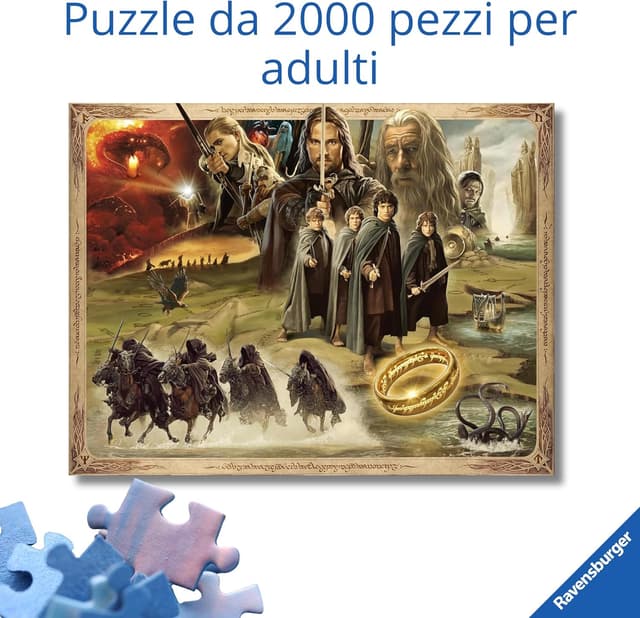 Detalle 2 de Ravensburger Puzzle 2000 Pezzi Il Signore degli Anelli (98 x 75 cm) – Puzzle per adulti +14 anni, collezione 2000