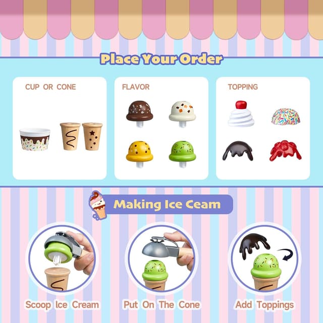 Thumbnail 2 de Carrello gelato in legno giocattolo per bambine 🚚