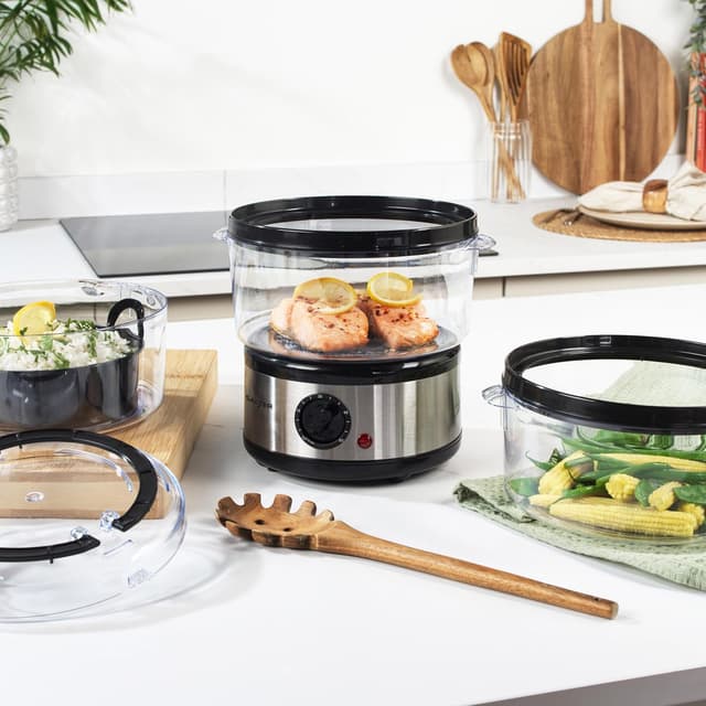 Detalle de Salter 3 Tier Electric Food Steamer (7.5L) with Stackable Baskets & 60 Minute Timer