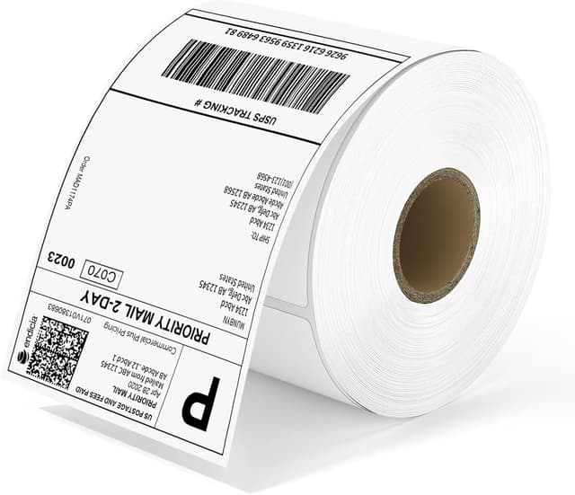 Detalle de MUNBYN Thermopapier Versandetiketten 4×6 (DHL/4"x6") – wasserfeste 500er-Rolle für Etikettendrucker, BPA/BPS-frei