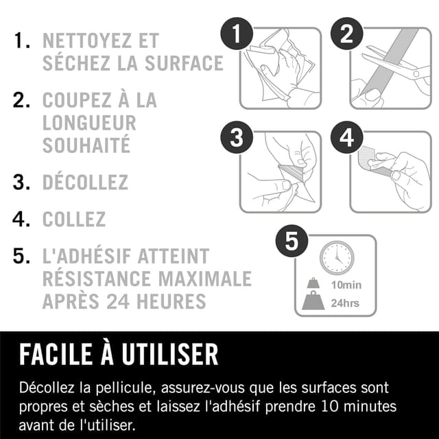Detalle de VELCRO Brand rouleau de velcro adhésif double face industriel coupe à la longueur, blanc (50 mm x 100 mm)