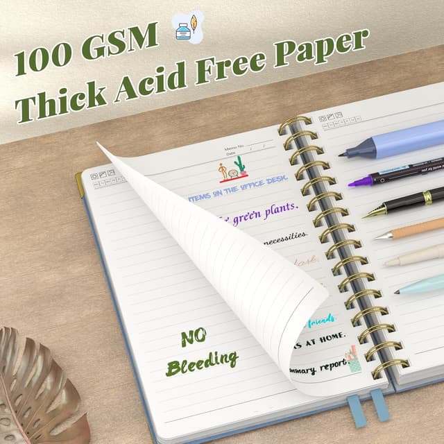 Detalle de Smarpau Spiral Notizbuch B5 mit Hardcover-Leder, liniert – 240 Seiten, 100 g/m², 19 x 25 cm (rosa)