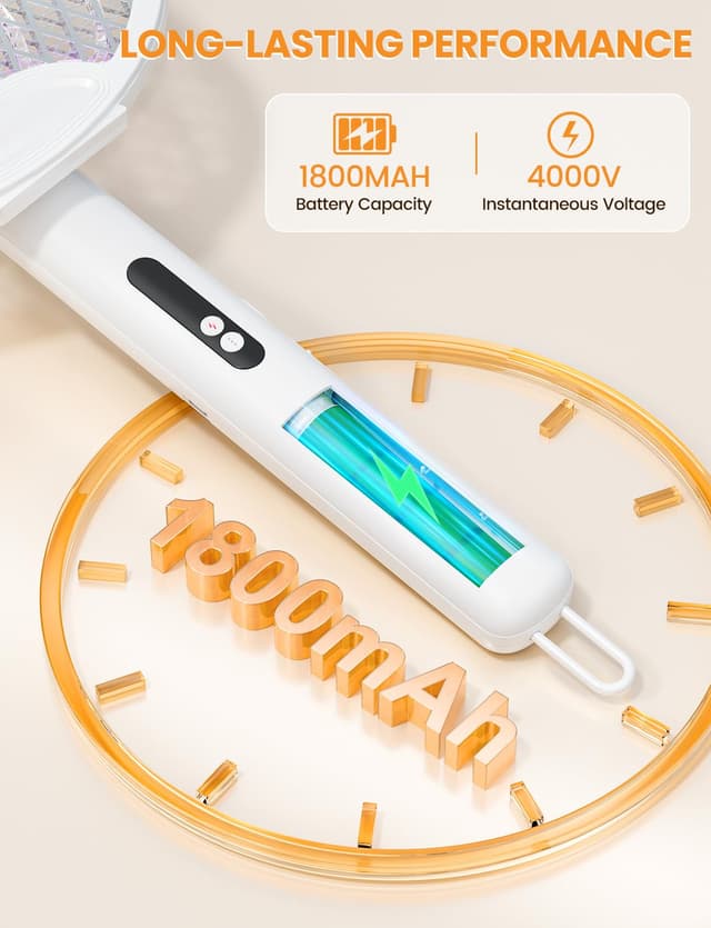 Thumbnail 6 de WOCVRYY 4000V Electric Fly Zapper Racket (USB-C rechargeable, 1800mAh, foldable)