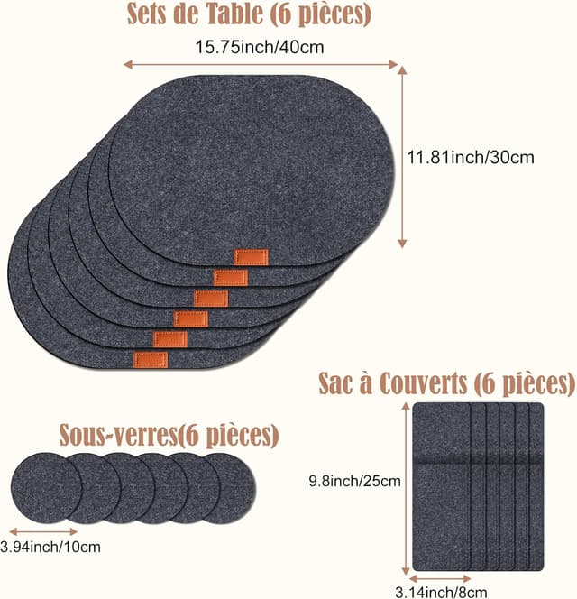 Thumbnail 6 de Sets Table Verre Lavables Rectangulaires 18 pièces