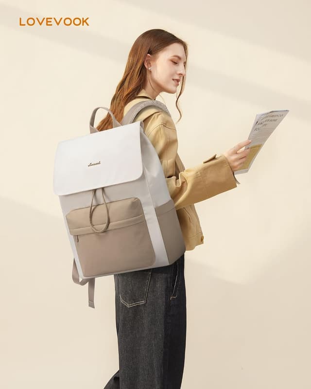Detalle de LOVEVOOK Damen-Rucksack für 17,3" Laptop – wasserdicht, leicht & mit Diebstahlschutz