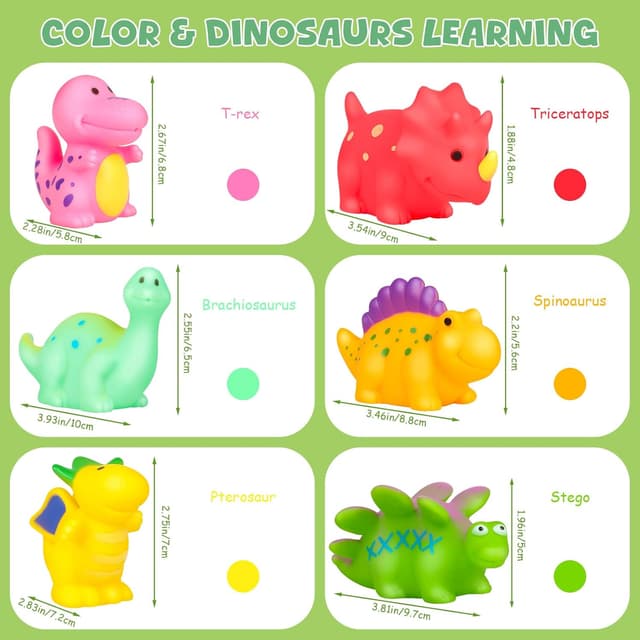 Detalle de Jovicos No Hole No Mould Baby Bath Toys (6pcs) Dinosaur Set for Toddlers
