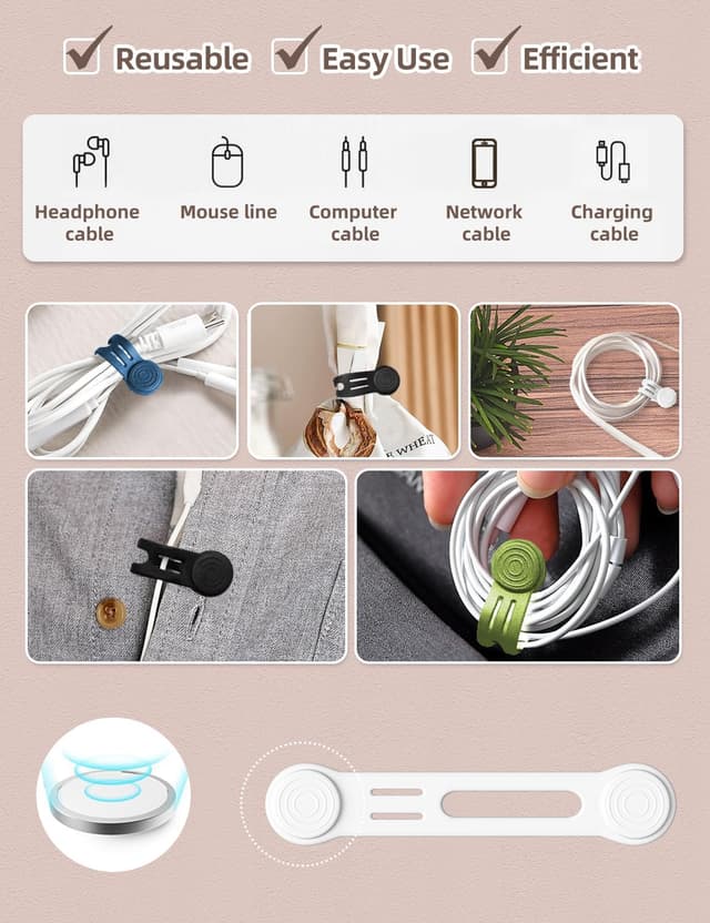 Thumbnail 2 de Kcmell Magnetic Cable Ties 8 Pack