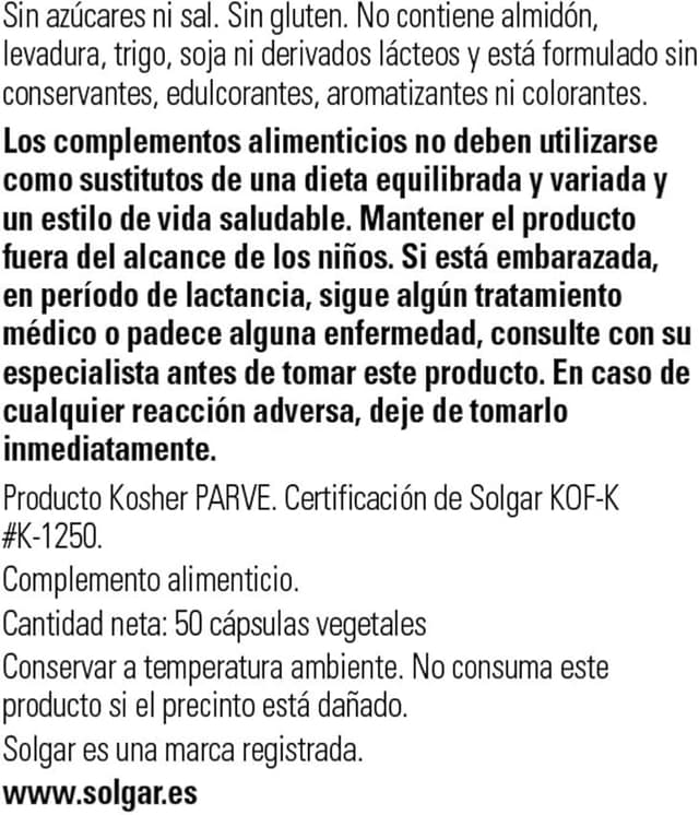 Thumbnail 1 de Solgar L-Lisina 500 mg - 50 Cápsulas Vegetales