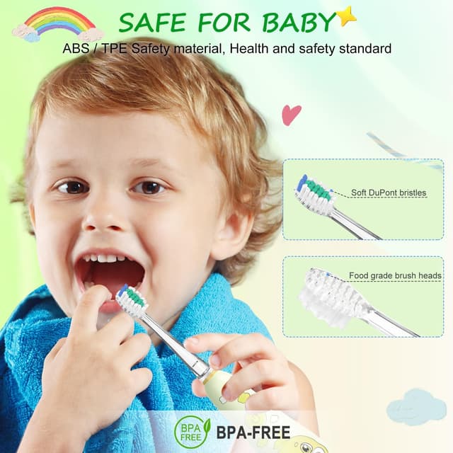 Detalle de Kinder-Ersatzbürsten für Seago & Teeteck: 5er-Set kompatibel mit SG-513/SG-977/SG-2139 (ab 3 Jahren)