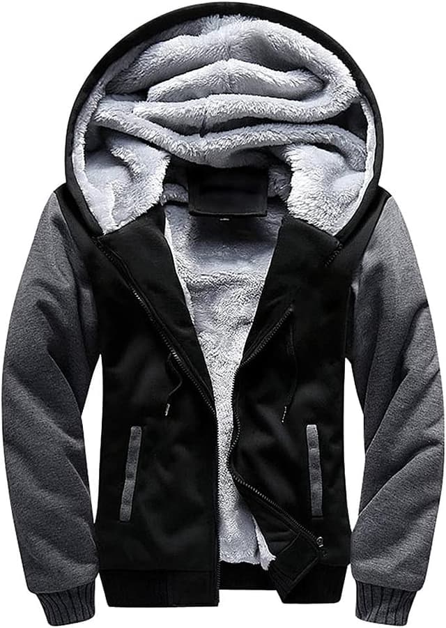 Detalle de AOTORR men’s full-zip fleece hoodie jacket coat with hood and pockets