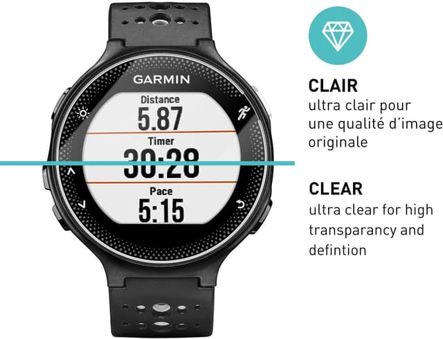 Detalle 2 de smartect Verre Trempé 9H (3 pièces) pour Garmin Forerunner 235 – protection écran HD anti-rayures, sans bulles