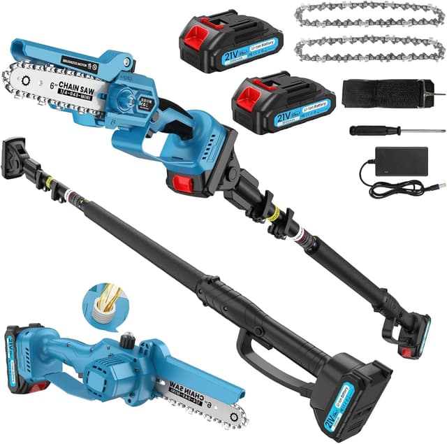 Detalle de AUKUZI motosega a palo elettrica 6 pollici con asta allungabile 1,6–2,8 m e motore brushless