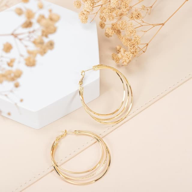 Detalle 2 de Dzpuhuojz boucles d’oreilles triple créole