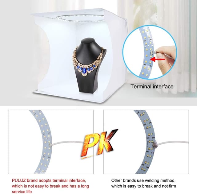 Detalle 2 de PULUZ 30CM Portable Photo Light Box Ring Light for Product Photography with 128 Lamp Beads & 6 Backdrops