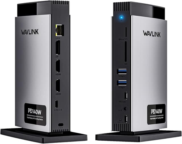 Detalle de WAVLINK Docking Station USB-C 11-in-1 Triplo display con 2x HDMI + DP e PD 125W (Triplo display Single 8K@30Hz/4K@144Hz)