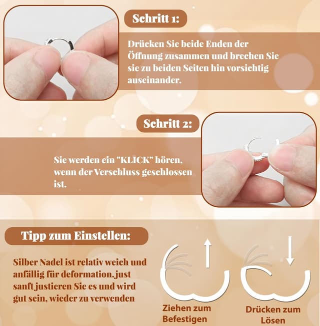 Detalle 2 de jagosen 3 Paar Creolen Silber 925 / Gold-Optik mit Zirkonia – Set für durchstochene Ohrläppchen