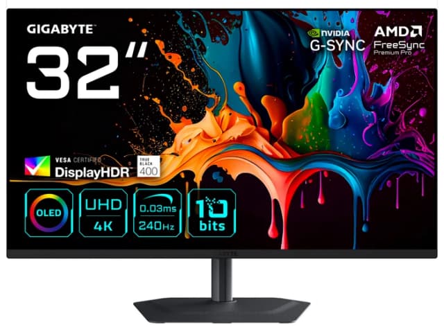Detalle de Gigabyte MO32U2 QD-OLED Gaming-Monitor (31,5 Zoll) – 4K, QD-OLED und 240 Hz