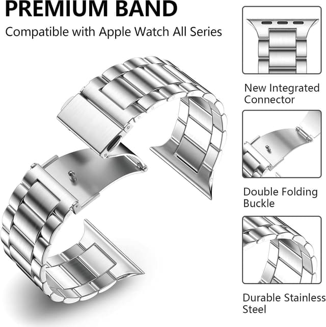 Detalle de Netolo Metal Straps stainless steel business band for Apple Watch (46mm/45mm/44mm/42mm compatible)