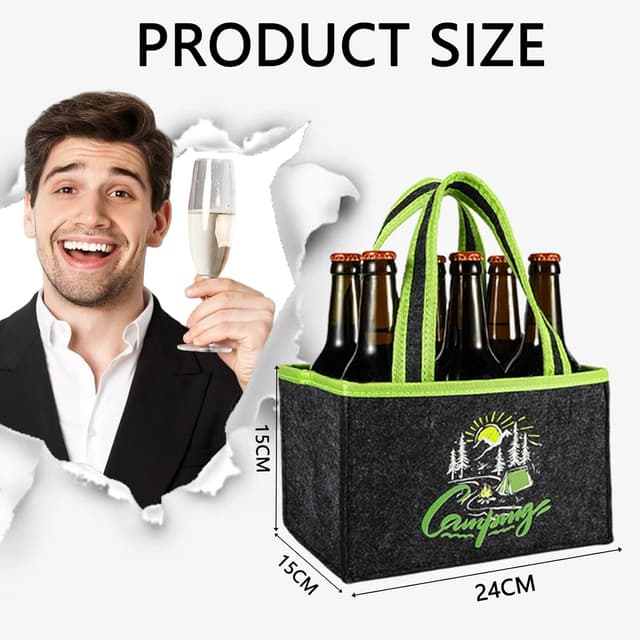 Detalle de KHstylehoo Lustige Camping-Geschenke für Männer: personalisierte Flaschentasche für 6 Bierflaschen
