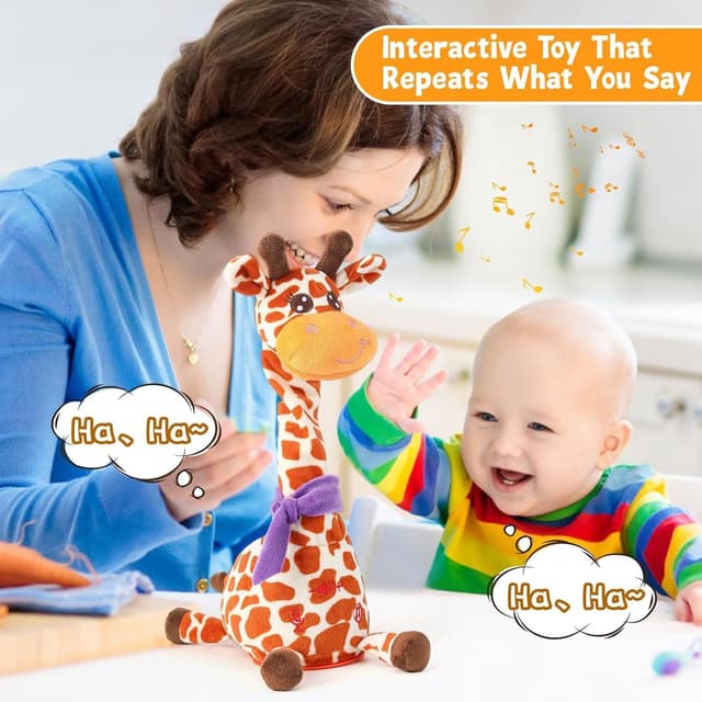 Detalle de Edencomer Singing Dancing Giraffe Toy (Spotted) with Volume Control & Voice Recording
