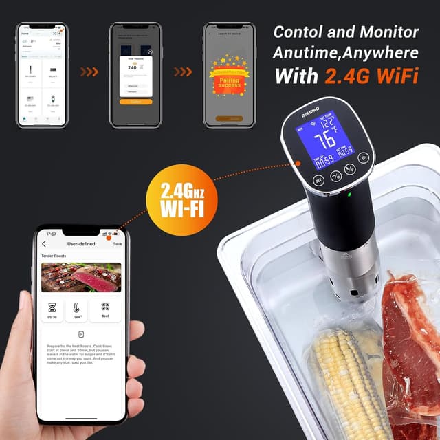 Thumbnail 5 de INKBIRD WiFi Sous Vide Cooker ISV-300W (1000W) with 14 Preset Recipes, Timer & IPX7 Waterproof Circulator
