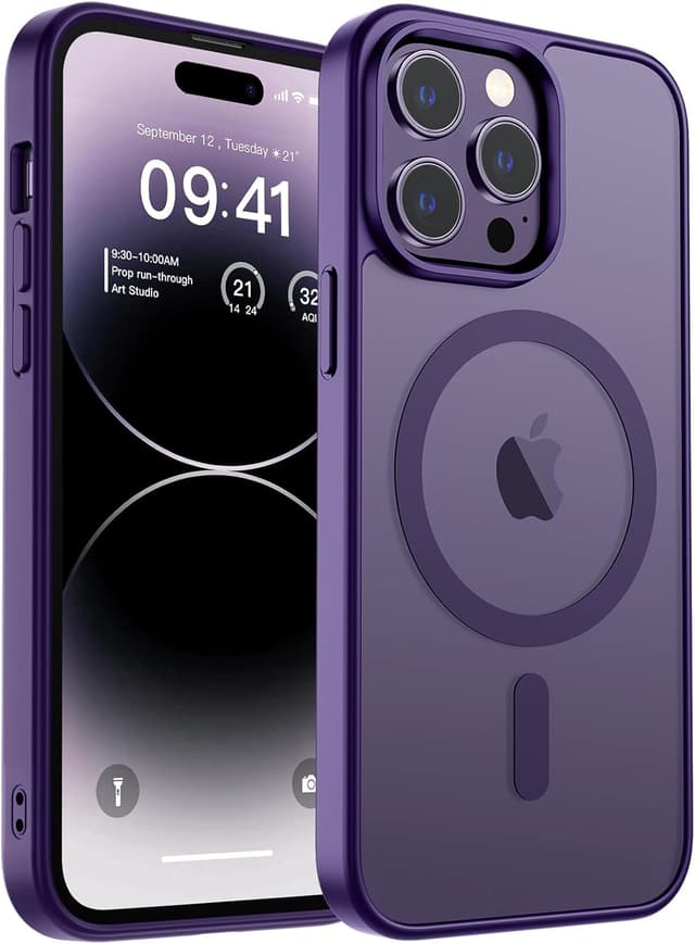 Detalle de zapica Magnetic Case for iPhone 14 Pro (MagSafe Compatible) — Dark Purple Translucent Matte Protection