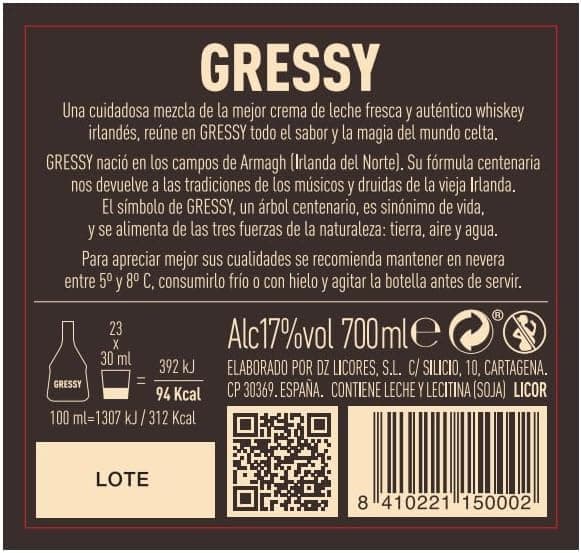 Thumbnail 1 de Gressy Licor de Crema de Whisky Irlandés 700 ml 🥃