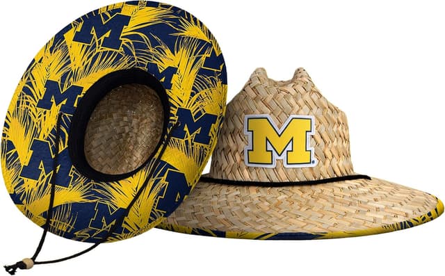 Detalle de FOCO NCAA Men’s College Team Logo Floral Lifeguard Beach Straw Sun Hat