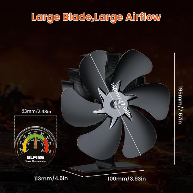 Thumbnail 6 de BLFIRE Log Burner Fan Heat Powered for Wood Fire