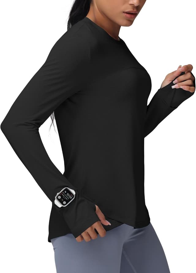 Detalle de IECCP Women’s long sleeve workout shirts with UPF 50+ sun protection and thumbholes