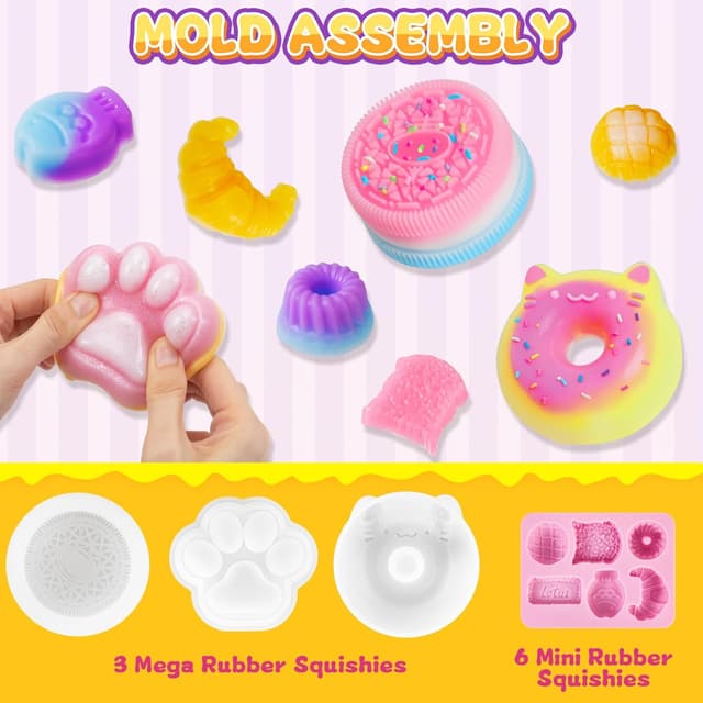 Detalle 2 de Liquid Silicone BIG Squishy Making Kit (480ml) with 9 Moulds – Glow-in-the-dark squishy DIY set for kids