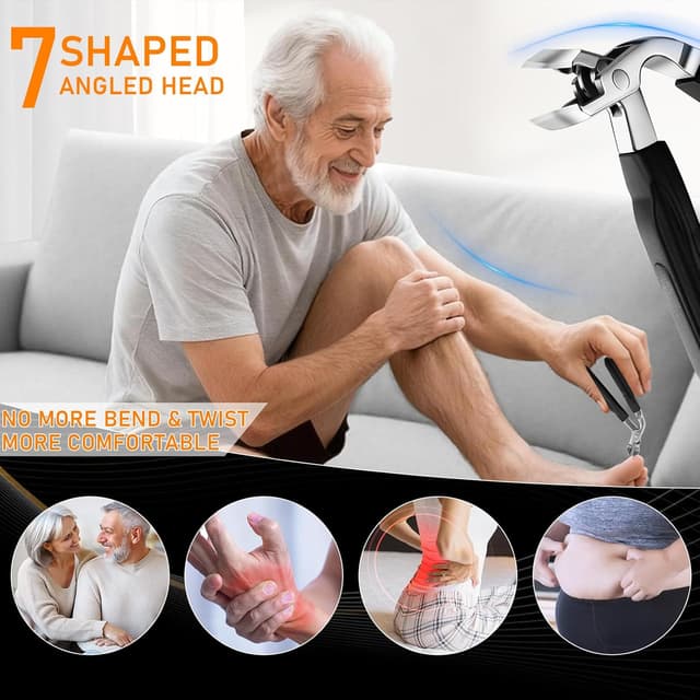 Detalle 2 de DUAIU 7-piece toenail clippers set for thick and ingrown nails with 360° rotating head