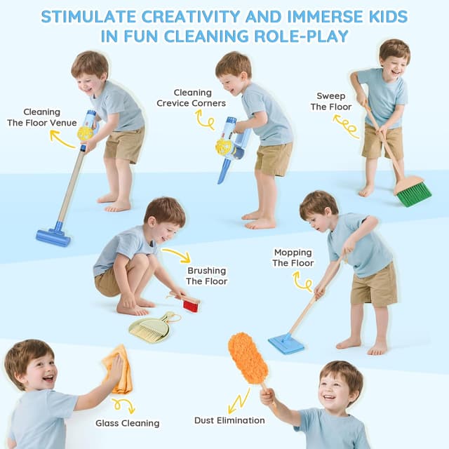 Detalle de Dreamon Aspirapolvere per bambini con aspirazione e funzione audio + set da 11 accessori