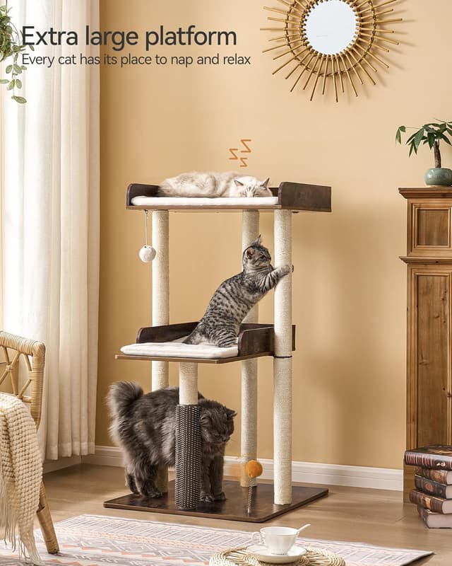Detalle de FourFurPets 111 cm Katzenbaum – moderner Kratzbaumturm für große erwachsene Hauskatzen