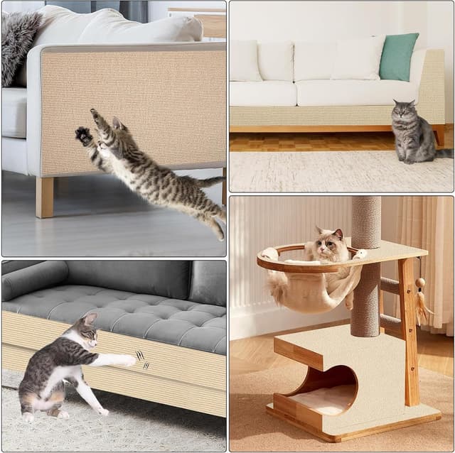 Thumbnail 6 de Selbstklebende Kratzmatte für Katzen (40 x 200 cm) – DIY Kratzteppich zum Schutz von Möbeln, khaki