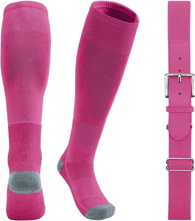 Detalle 2 de QBK Youth Baseball Socks & Belt Combo Set (Kids 2–16) for Baseball, Softball, and T-Ball
