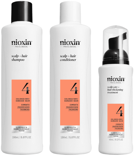 Detalle de Nioxin 4 Cabello Teñido, Champú, Acondicionador y Tratamiento 💇♀