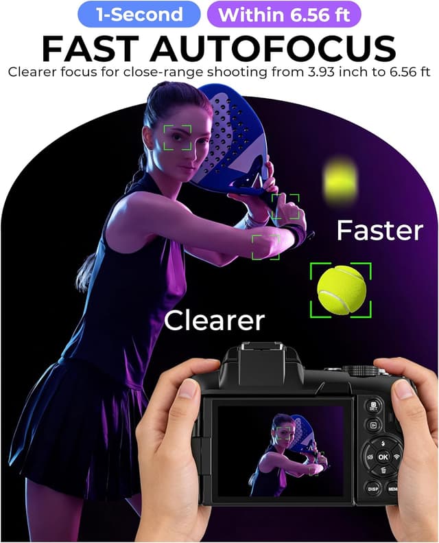 Detalle de 5K Digital Camera with 80MP Photos, Wi‑Fi, 3" 270° Flip Screen, 18X Zoom (Travel Vlogging Camera for Beginners)