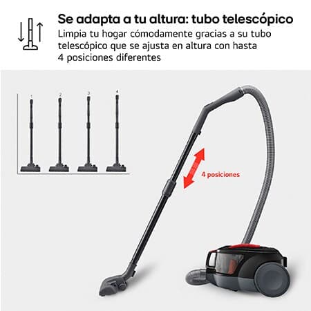 Detalle 2 de VC5506NHTCR Obersexc Aspirador sin bolsa 650 W rojo 🧹