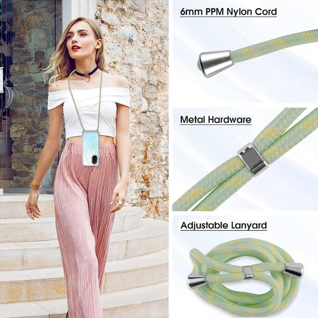 Detalle 2 de Cover Pnakqil per Xiaomi Redmi A5 4G con cordino e tracolla/ girocollo verde