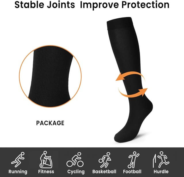 Detalle de Pnosnesy Compression Socks (15–20 mmHg) – moisture-wicking, unisex support for running, athletics and travel (2–7 pairs)