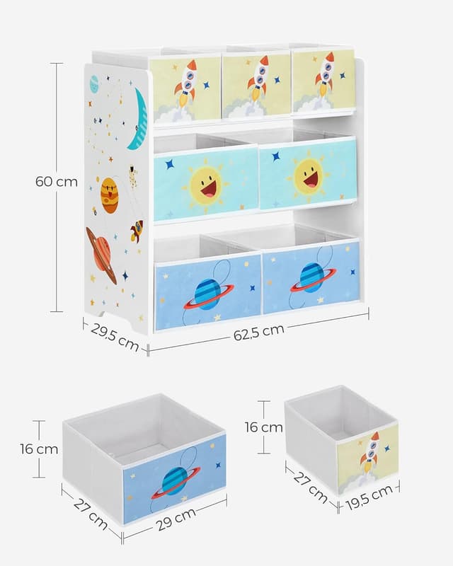 Detalle de SONGMICS GKR034W01 scaffale mobile per cameretta con 7 contenitori in tessuto