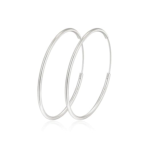 Detalle de MOROTOLE Pendientes de aro en plata de ley 925 grandes para mujer