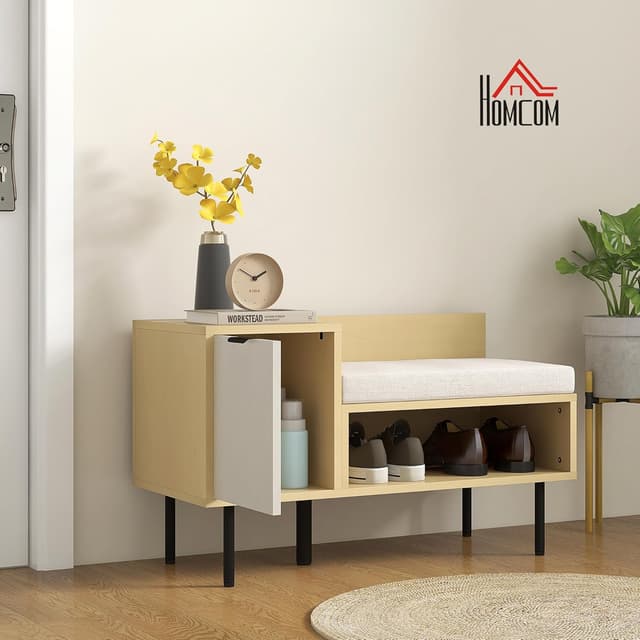 Thumbnail 6 de HOMCOM Banco Zapatero con Cojín y Estante para Entrada