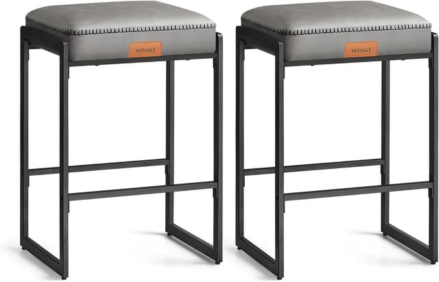 Detalle de VASAGLE Sgabelli da Bar Set di 2 LBC085G02 in stile classico, con rivestimento in PU imbottito