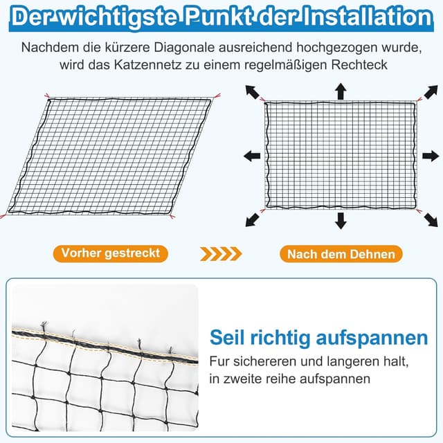 Thumbnail 5 de Aystkniet 2 x 3 m Katzennetz fĂŒr Balkon đŸ