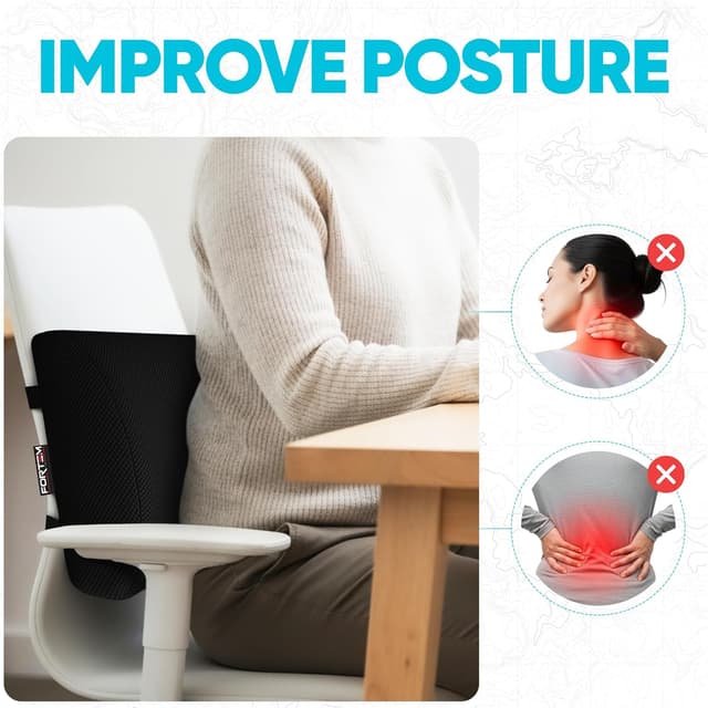 Detalle de FORTEM Lumbar Support Cushion with Memory Foam & Adjustable Straps