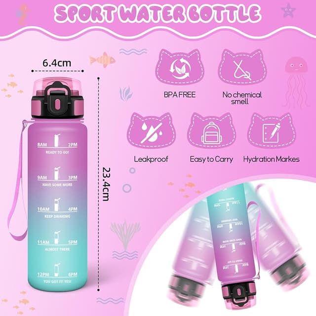 Detalle de HoneyHolly Botella agua 500 ml reutilizable para gimnasio 🚰