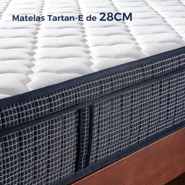 Detalle 2 de Matelas Inofia Tartan-E 140x190 à ressorts ensachés 7 zones, gel HermoReg et housse VitaFlow 28 cm